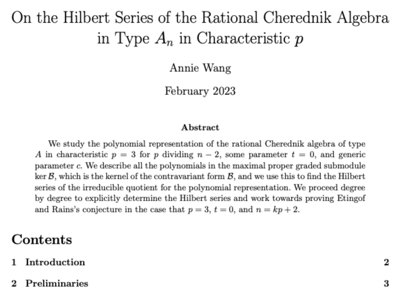On the Hilbert Series of the Rational Cherednik Algebra